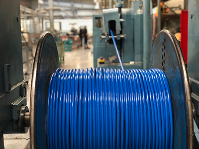 spooling cable in the workshop